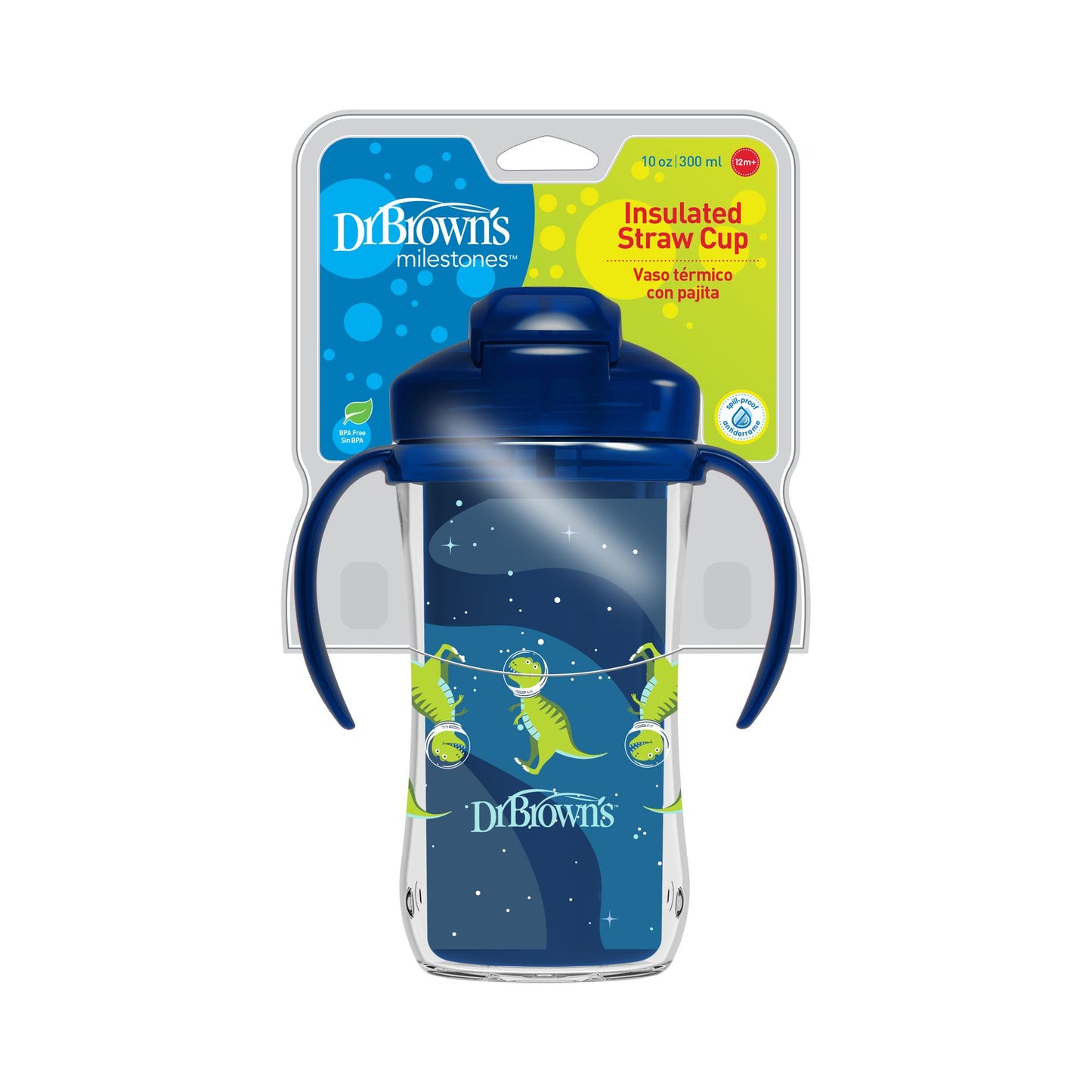 Botella con Pajilla 10 oz Azul Dino 9M+ [TC01202-INTL]